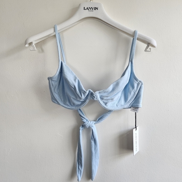 New WeWoreWhat Full Coverage Underwire Cottage Blue Bikini Top NWT Medium - Picture 6 of 10